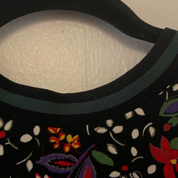 Zara Trafaluc Black Floral Long Sleeve Mini Dress - Picture 7 of 9